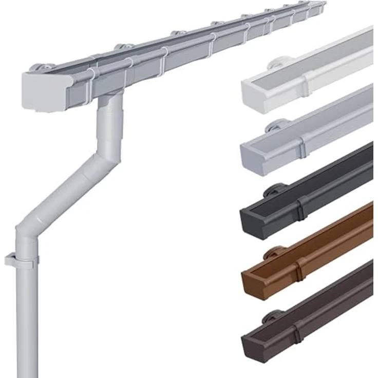 INEFA Dachrinnen Set PVC 3m NW 68 Kastenrinne Grau, witterungsbeständig und UV-beständig, inkl. Spezialkleber und Zubehör – Bild 1
