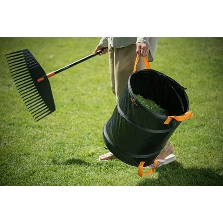 Fiskars Großer PopUp-Gartensack mit Griffen, Fassungsvermögen: 172 Liter, Schwarz-Orange, Solid, 1015647 – Bild 4