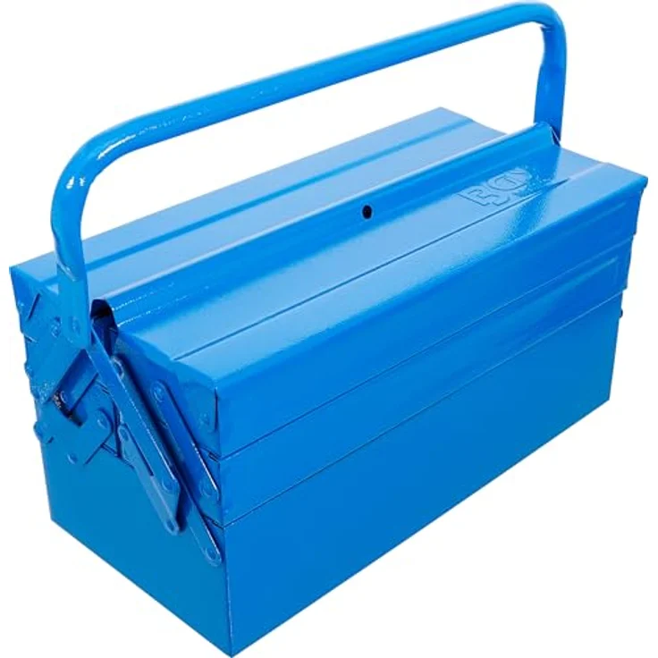 BGS TECHNIC Metall-Werkzeugkasten leer, 5 Fächer, hammerschlagblau, 420 x 200 x 200 mm – Bild 5