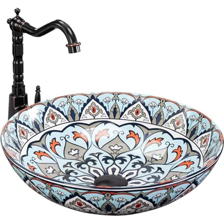 Rea Aufsatzwaschbecken Mexico Waschtisch Handwaschbecken aus hochwertiger Keramik 40 x 40 x 12 cm, freistehend – Bild 1