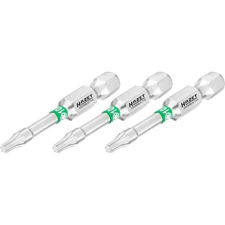 Hazet Bit 2223NSLG-T10/3, 1/4 Zoll Sechskantmassiv mit Innen TORX® T10, 3-teilig, 50 mm Länge