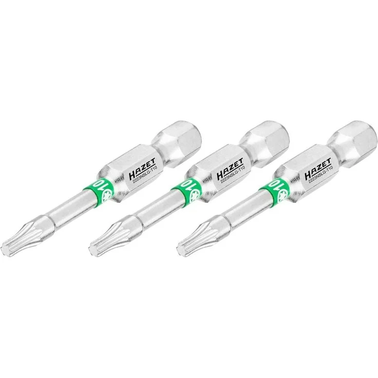 Hazet Bit 2223NSLG-T10/3, 1/4 Zoll Sechskantmassiv mit Innen TORX® T10, 3-teilig, 50 mm Länge