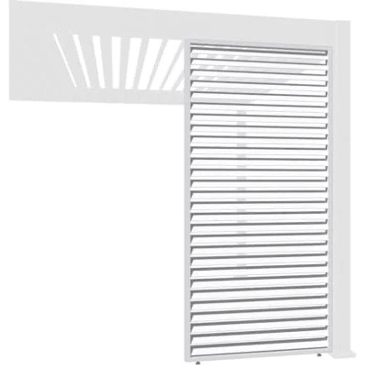 Weide Horizontale Lamellenwand aus Aluminium, Pavillonseitenteil für Pergola, 93 cm, Weiß