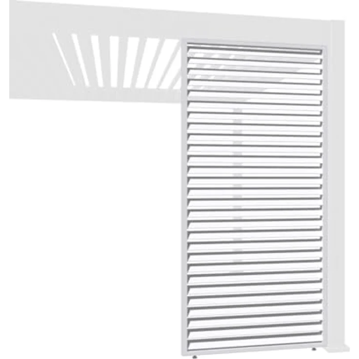 Weide Horizontale Lamellenwand aus Aluminium, Pavillonseitenteil für Pergola, 93 cm, Weiß – Bild 1