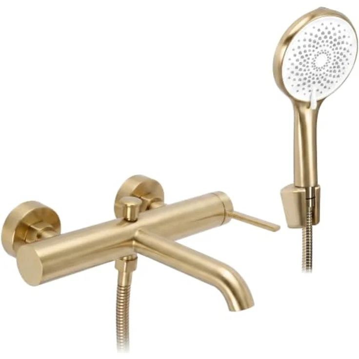 wohnwerk.idee Wannenarmatur Badewanne, Handbrause Set in Titan, Schwarz und Chrom Matt, moderne Gestaltung mit langlebiger Keramikkartusche – Bild 1