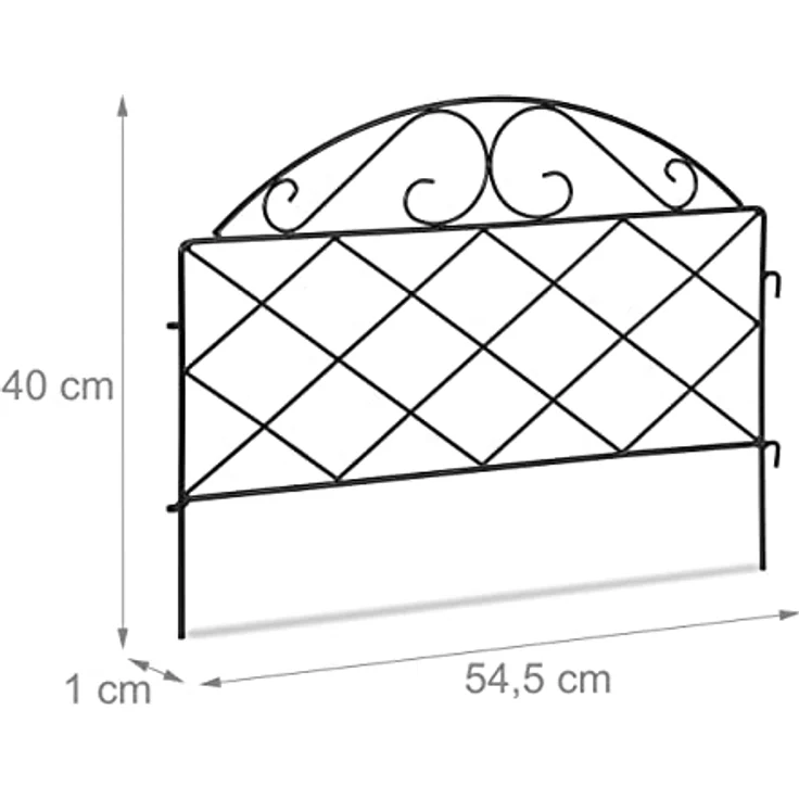 relaxdays Beetbegrenzung 6-tlg. Beetzaun aus Metall, Vintage-Look, Schwarz - Preisvergleich – Bild 4