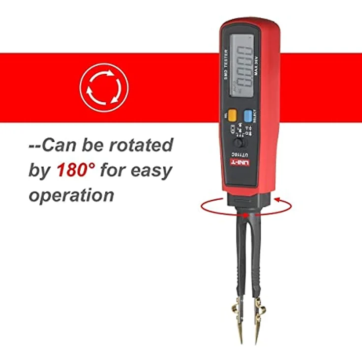 UNI-T UT116A SMD Tester, Multimeter mit drehbarem Messstift, Widerstands-, Kapazitäts-, Dioden- und Kontinuitätsmessung, Vorwiderstands- und Zener-Diodentest, rot – Bild 4