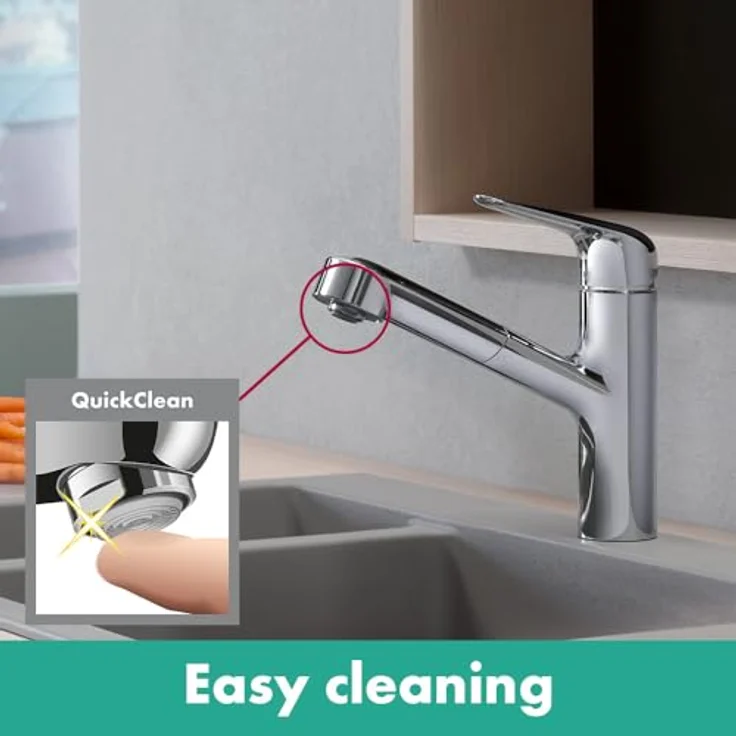 Hansgrohe Focus M42 Einhebel-Küchenmischer 150 1jet mit Ausziehauslauf, Chrom, Schwenkbereich 120°, MagFit Halterung, Quick-Connect Schlauch – Bild 7