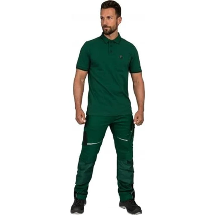 Leibwächter Flex-Line Herren Poloshirt, Polo mit Kontraststreifen, blickdichtes Gewebe, 50 % Baumwolle, 50 % Polyester, blau – Bild 3