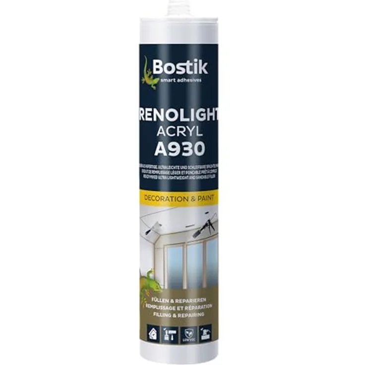 BOSTIK A930 Renolight Acryl Füllmasse Weiß, Ultraleicht und Gebrauchsfertig, Kaum Schrumpfung, Schleifbar und Überstreichbar, 300ml