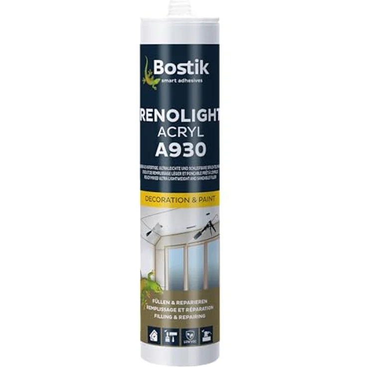 BOSTIK A930 Renolight Acryl Füllmasse Weiß, Ultraleicht und Gebrauchsfertig, Kaum Schrumpfung, Schleifbar und Überstreichbar, 300ml