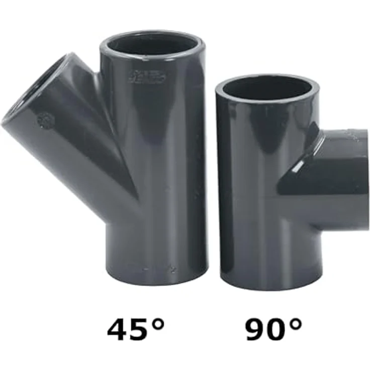 HAF 8x PVC Fittings T-Stück 45° 63mm, Klebemuffe x Klebemuffe x Klebemuffe, graues PVC-U, PN16, für PVC Rohr und Poolverrohrung – Bild 8