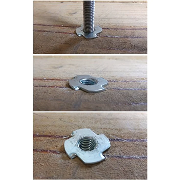 PARCO Einschlagmuttern M4x8mm, verzinkt, 100 Stück Gewindeeinschlagmuttern mit 4 Spitzen für vielseitige Befestigungsmöglichkeiten, korrosionsbeständig und einfache Montage – Bild 3