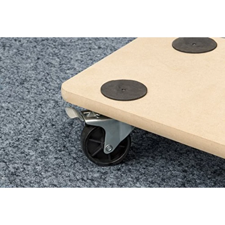 Metafranc Transportroller 590 x 290 mm - 200 kg Tragkraft - MDF-Platte - PP-Räder - Möbelroller mit Bremse - Transporthilfe für Umzug - Rollwagen für Möbel-Transport - Kistenroller aus Holz - 821400 – Bild 3