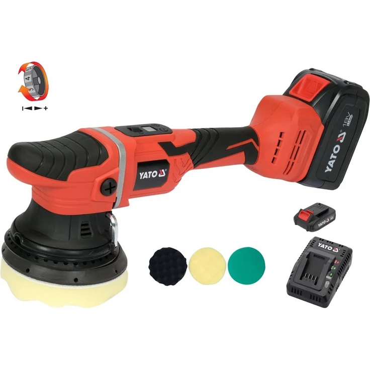 Yato Exzenterschleifer 125mm, Akku Exzenterpoliermaschine mit bürstenlosem Motor und 18V/4Ah Akku
