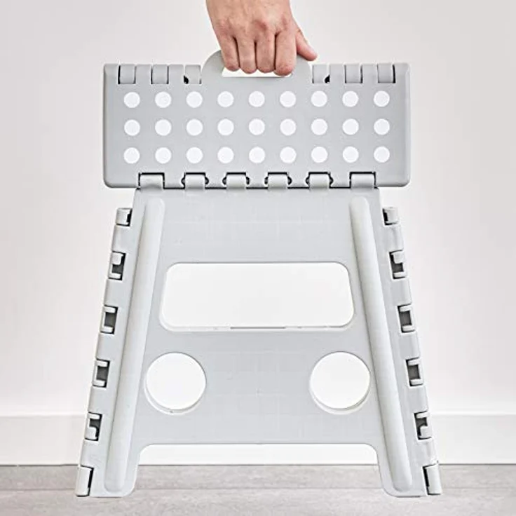 Zeller Klapphocker grau 37 x 32 x 30 cm, Klapphocker aus Kunststoff mit integriertem Tragegriff und rutschhemmender Oberseite – Bild 9