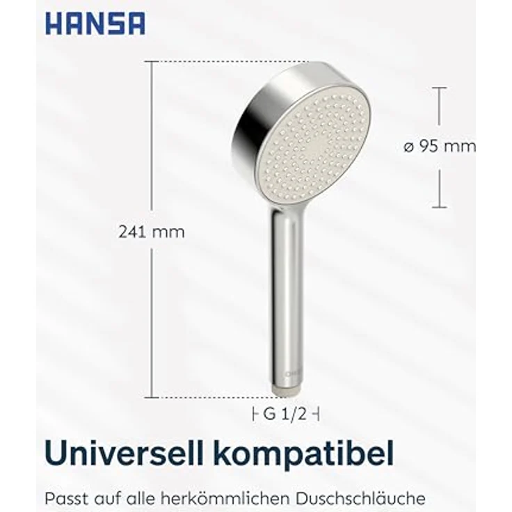 Hansa Hansabasicjet Handbrause, Anti-Kalk-Technik, Durchmesser 95 mm, 1-strahlig, Eco-Durchfluss, 44610400 – Bild 6