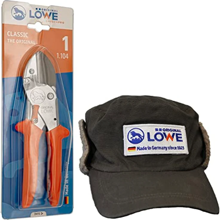 Original LÖWE 1 Profi Amboss-Gartenschere 1.104, rostfreie Stahlklinge mit Antihaftbeschichtung, 21 cm, inkl. warm gefütterter Wintermütze – Bild 1