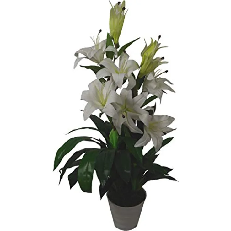 Leaf Künstliche Lilienblume im Stargazer-Stil, 90 cm, Weiß
