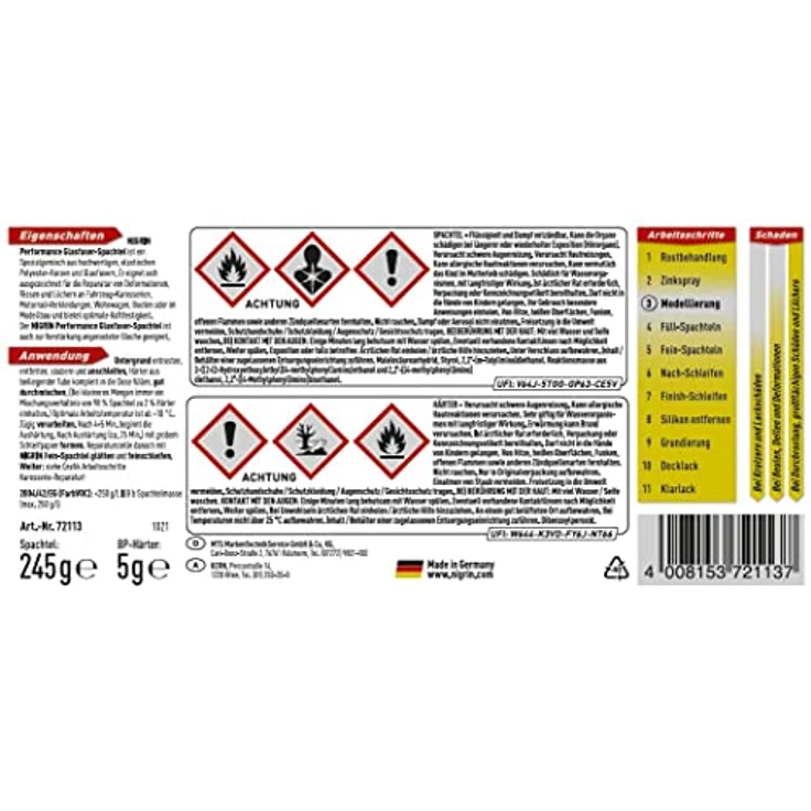 Nigrin Performance 72113 Glasfaser-Spachtel 250g – Bild 2