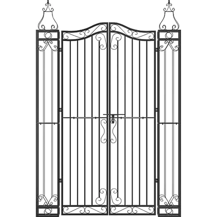vidaXL Gartentor Schwarz 121x8x180 cm Schmiedeeisen mit Bolzenverriegelung – Bild 4