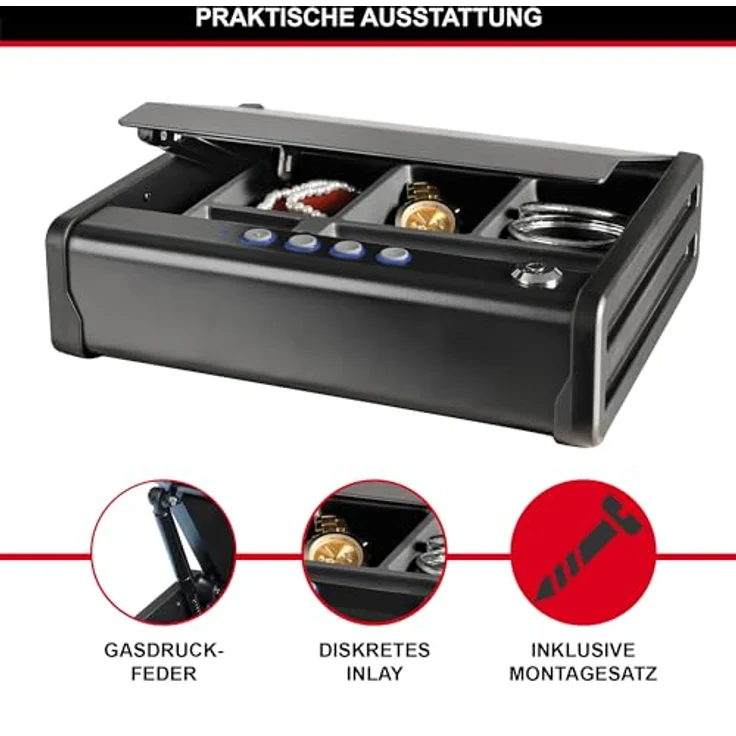 MASTER LOCK Kompakttresor (Elektronische Kombination) MLD08E Ideal für Scheckbücher, Geld, Schmuck, Ausweise und mehr – Bild 6