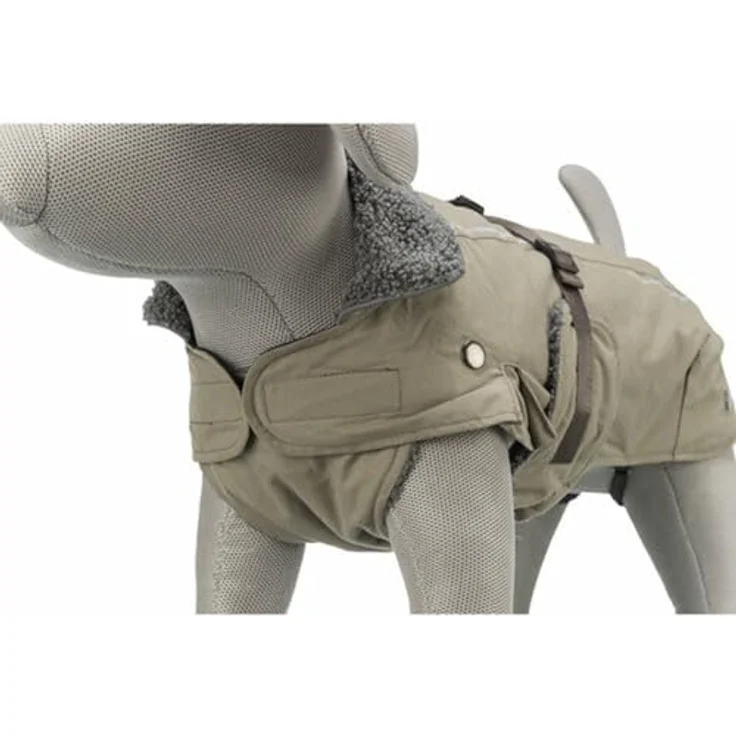 TRIXIE Hundemantel Mantel Rouen 2 in 1 sand, reflektierende Elemente und elastischer Bauchlatz – Bild 4