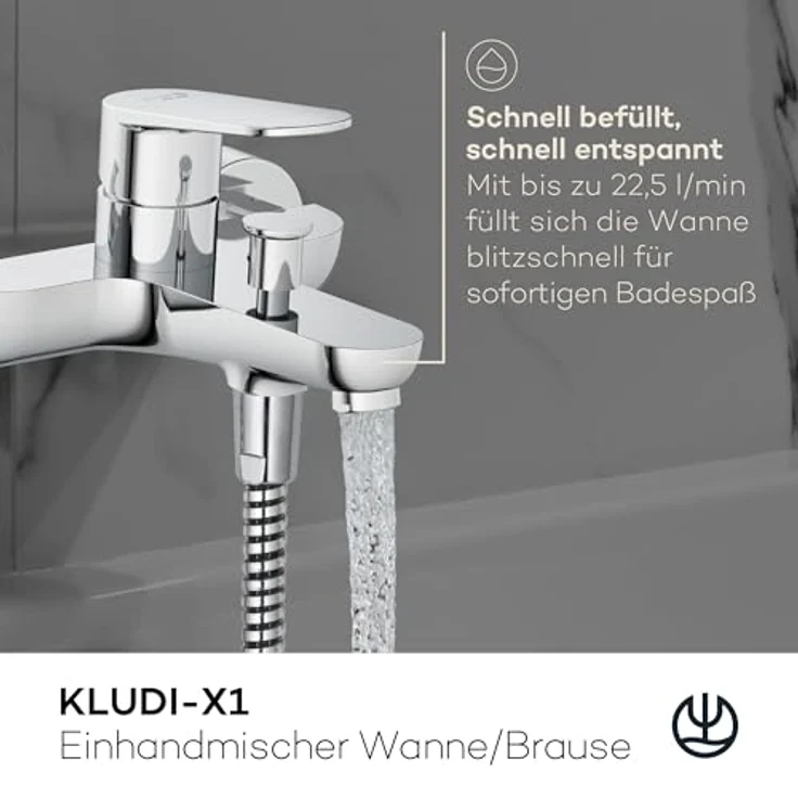 OTTO Kludi X1 Wannen- und Duscharmatur, chrom, mit automatischer Umstellung, Keramik-Kartusche und Strahlregler M24 – Bild 2