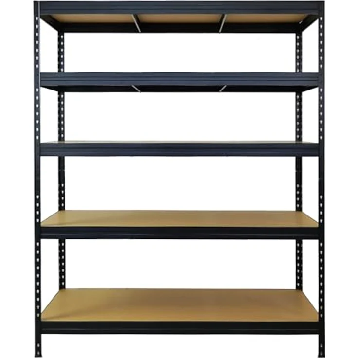 Proregal Schwerlastregal Rivet, 180 x 150 x 60 cm, 5 Böden, Traglast 250 kg pro Boden, Steckmontage, Schwarz – Bild 7