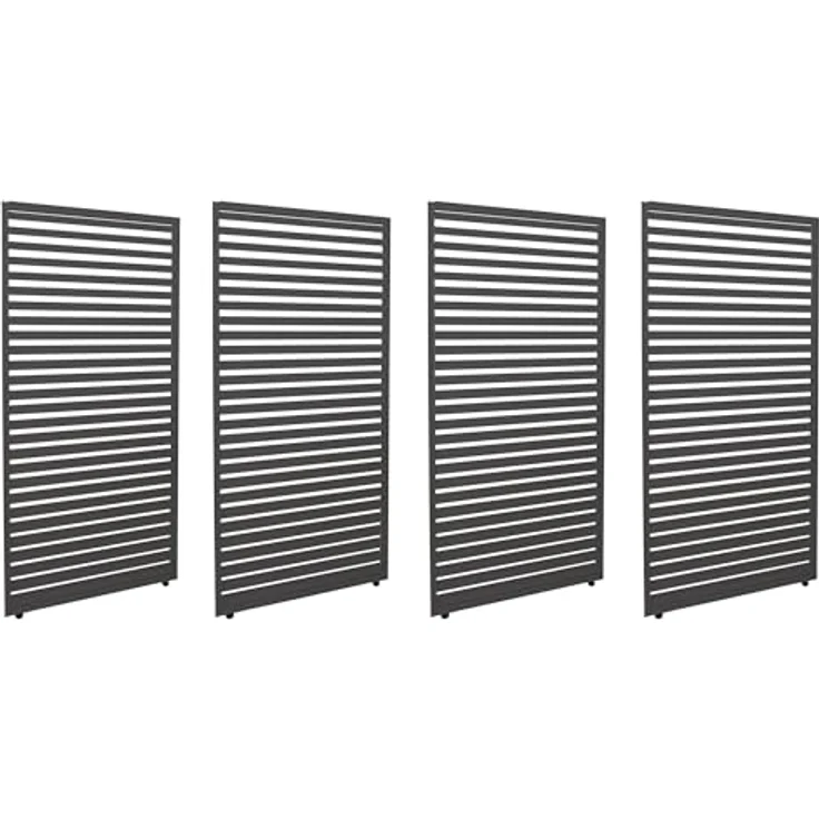 PROREGAL® Pavillonseitenteil 4er-Set Aluminium Paneele/Schiebetür, anthrazit, sturmfest bis 100 km/h, für Pergola 369x204 cm – Bild 1