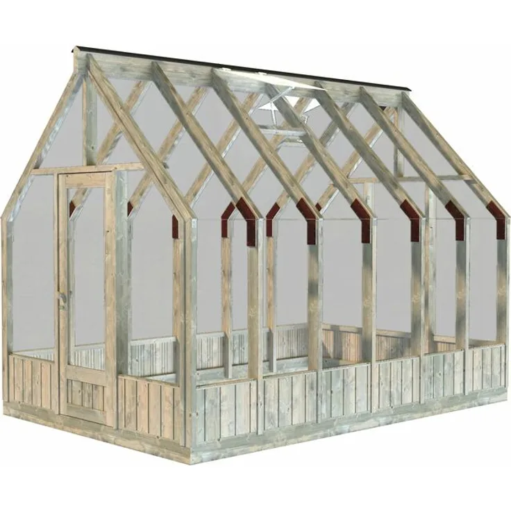 Palmako Gewächshaus Emilia 8,2 m², grau kesseldruckimprägniert