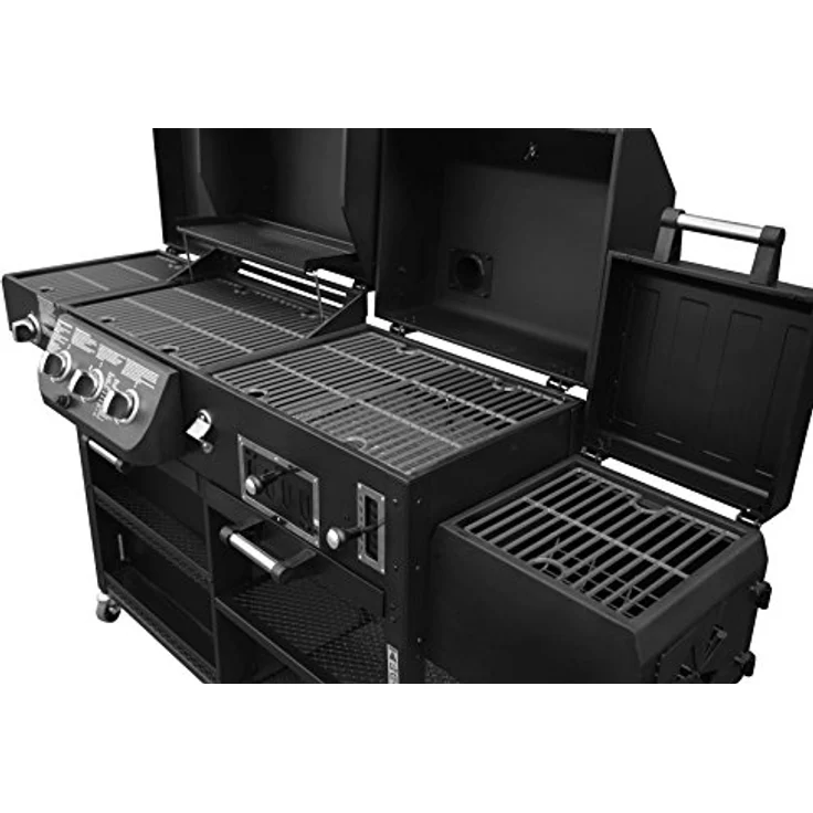 Barbecue El Fuego 4 in 1 Kombigrill Arizona Smoker Gasgrill Holzkohlegrill BBQ, Grillfläche 27 x 42 cm – Bild 7