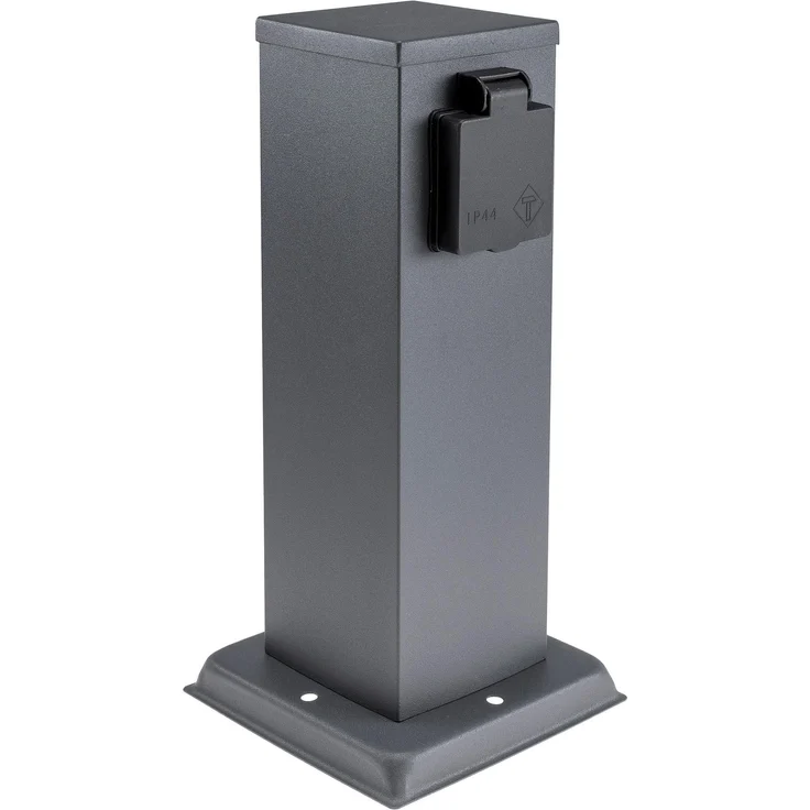 ChiliTec Steckdosensäule 2-fach, IP44, Anthrazit250V / 16A, 13x13x27cm – Bild 2