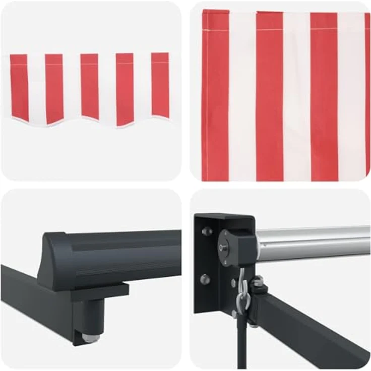 vidaXL Manuelle Gelenkarmmarkise mit solarbetriebenen LEDs, 4,5 × 3 m, rot/aquamarine/antrazit – Bild 5