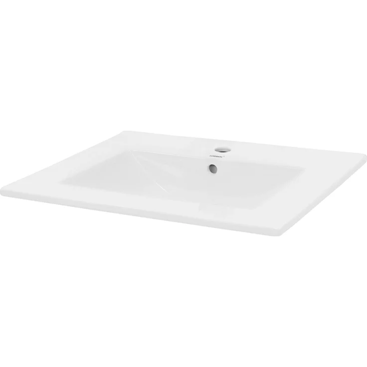 ECD Germany Einbau-Waschbecken 610x465x175 mm, Keramik Weiß mit Ablaufgarnitur und Überlauf