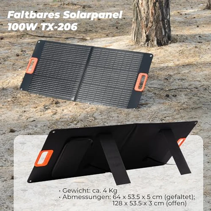 Technaxx TX-206, Solarpanel 100W mit hohem Wirkungsgrad, faltbar, mit Adapterkabel für Powerstations, 4 kg – Bild 3