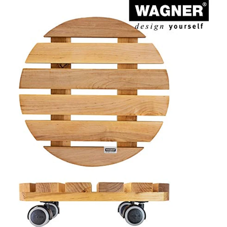 WAGNER Pflanzenroller Nature Ø 30 cm I Pflanzenroller für Innenbereich, Erle Natur I Blumenroller aus FSC-Massivholz I Kübelroller aus Holz I Tragkraft 100 kg I Made in EU ? 20026201 – Bild 6