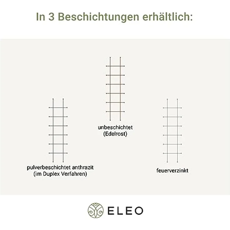 ELEO Rankgitter Tarent klein anthrazit schwarz - eckig 170x50 cm wetterfest pulverbeschichtet - Spalier aus Metall massiv stabil – Bild 5