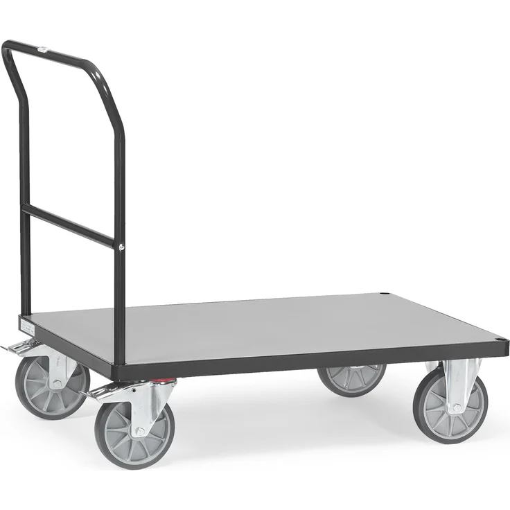 Fetra Schiebebügelwagen 2502, Transportwagen mit 600 kg Tragkraft, Ladefläche 1000 x 700 mm, in blau mit Buchen-Optik oder anthrazit