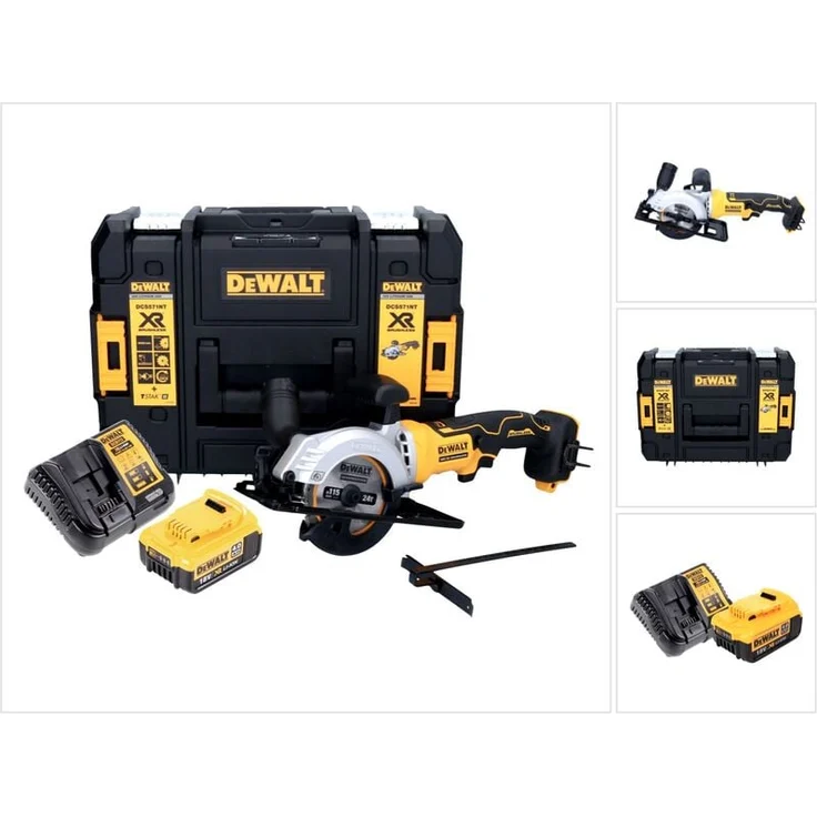 DeWalt DCS 571 M1, Akku Handkreissäge 18 V 115 mm Brushless mit 1x 4,0 Ah Akku, Ladegerät und TSTAK Koffer
