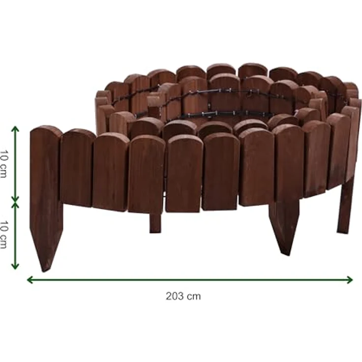 Gartenwelt Riegelsberger Rollboarder Braun Länge 203 cm Zaunhöhe 10 cm Holzzaun Mähkante Rasenkante Tannenholz – Bild 2