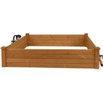 needs&wants® Große Hochbeet-Umrandung aus Holz für Garten Terrasse, Pflanzbeet Bausatz XL quadratisch, Blumenbeet Kräuterbeet Beetumrandung niedrig deko, 120 x 120 x 26,5 cm, dunkel-braun
