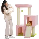 purplerain Kratzbaum Extra-Dick Stämme XXL Stabil für Grosse Katzen, 114/170 cm, Schwarz/Rosa/Beige - Preisvergleich