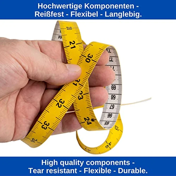 Schneidermaßband, universal Maßband mit 150 cm Gesamtlänge, 2 Pack, 2 in 1 Maßband mit CM und INCH Skalierung, Ausmessung von Kleidung, Körper-Fett, Rollmaßband, Messband, aus Glasfieber Kunststoff – Bild 5