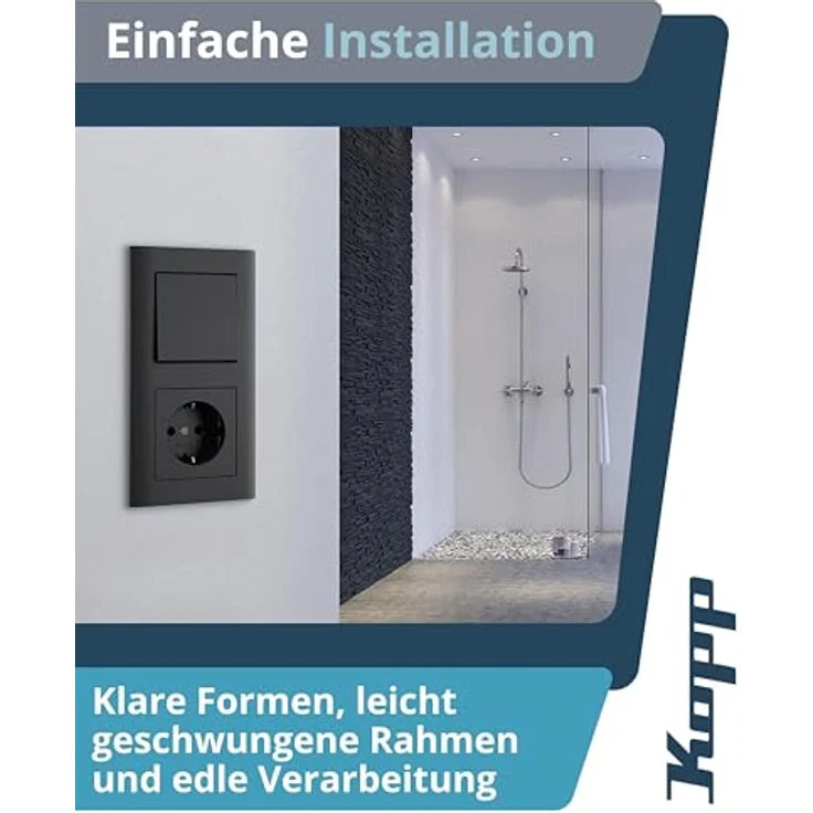 Kopp Abdeckrahmen 587615084, anthrazit, Unterputzinstallation für Wechselschalter, mit 1 Betätigungswippe aus Edelstahl – Bild 5
