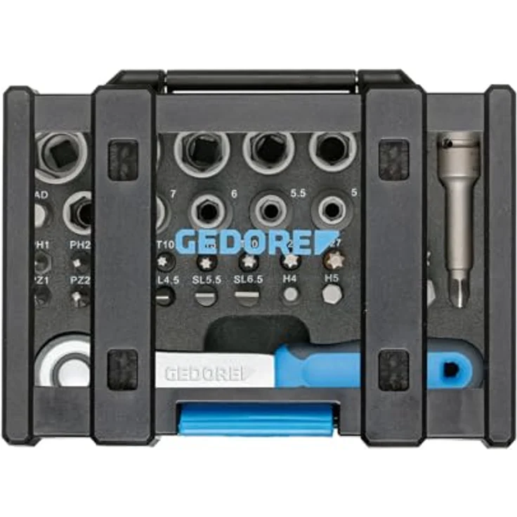 Gedore 666-U-20 2998211 Bit-Set, 35-teilig mit Steckschlüsseln, Bits und Adapter in Kunststoffbox – Bild 2