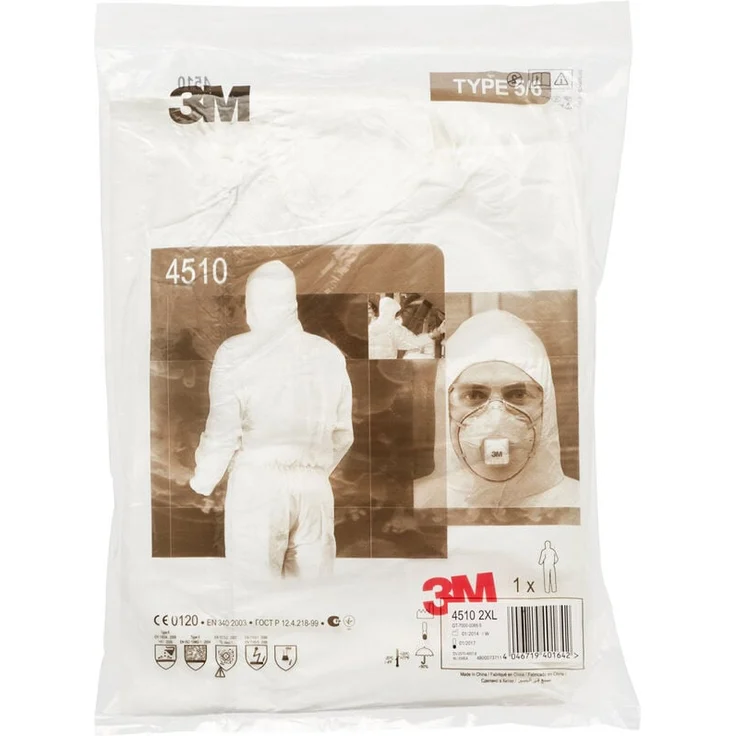 3M 4515W3XL Schutzanzug 4515, Typ 5, EN 13034, 50 g/m², atmungsaktiv, Weiß, Größe XXXL – Bild 1