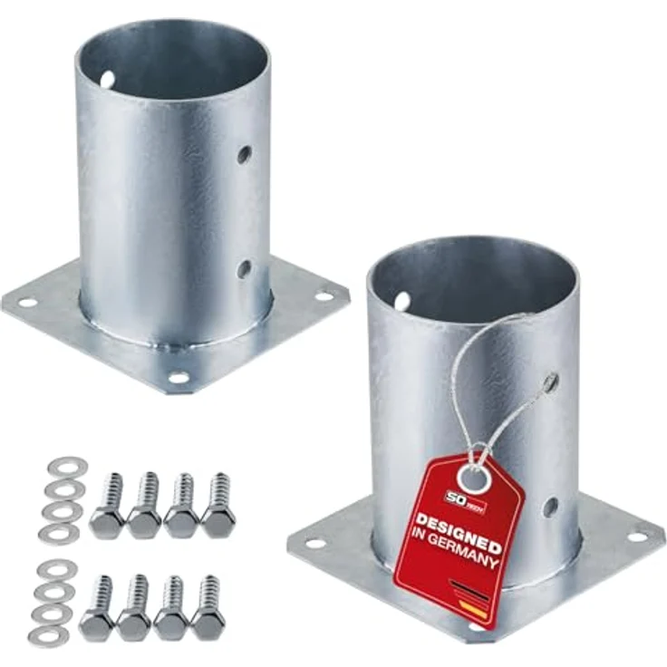 SO-TECH® Pfostenträger für Rundholz, feuerverzinkter Stahl, Spar-Set 2-St, Höhe 152 mm, Ø 100 mm, mit Schrauben – Bild 1