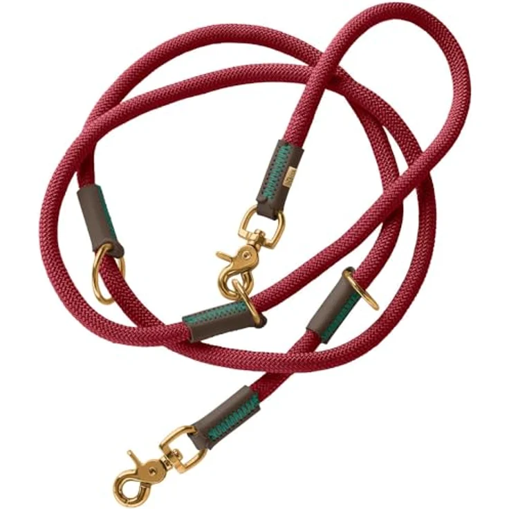 HUNTER Verstellbare Hundeführleine Malia, weinrot/Dunkelbraun, 3-Fach verstellbar, geschmeidiges Tau & Robustes Leder, Made in Germany, Größe: 10/200 – Bild 1