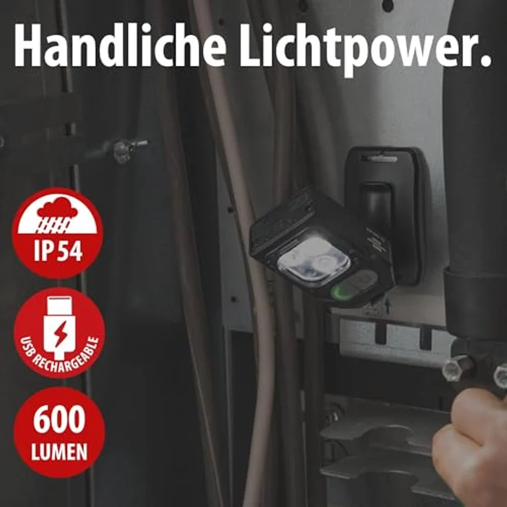 Brennenstuhl CL LED Akku-Arbeitsleuchte 5W 600lm, 360° drehbar, klappbar, IP54, inkl. Magnet und USB-C Ladefunktion – Bild 2